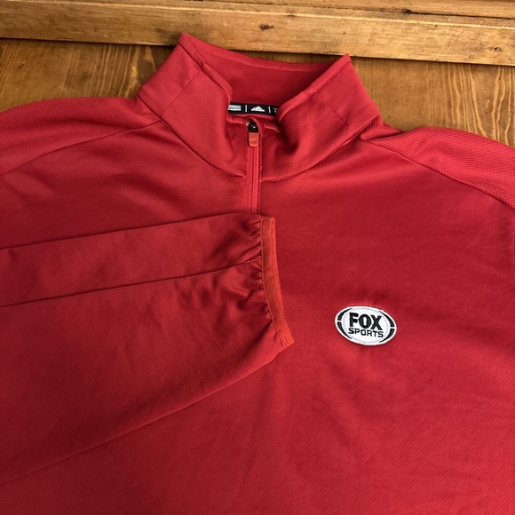 Adidas Climalite Men's 1/4 Zip Pullover Fox Sports Logo Size Large Red - Picture 1 of 6